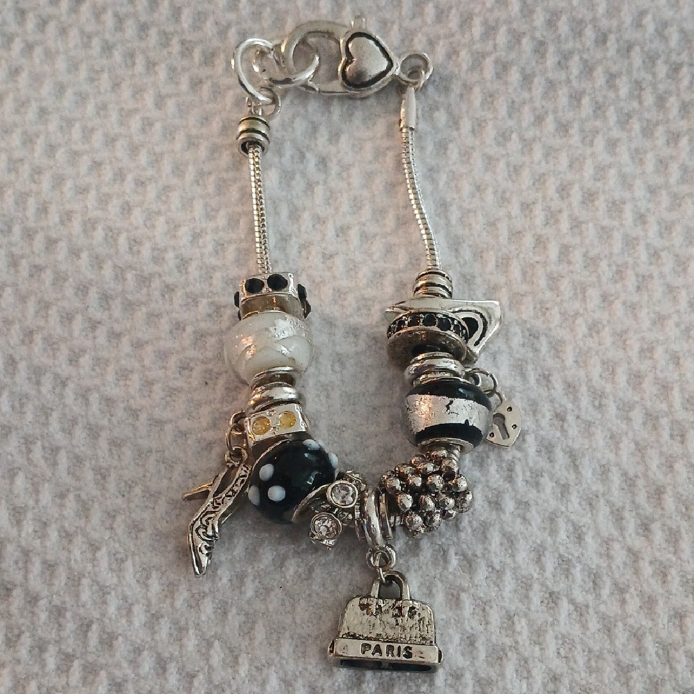 Timeless Silver and Black Beaded Bracelet